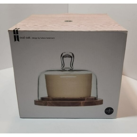 Sagaform Oak Cheese/Dessert Dome with Hand-Blown Glass Lid 7.5" by 7.5" - Picture 1 of 13